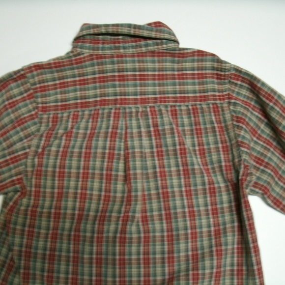 Children's Place Boys Shirt Button Down Red Tan Green Plaid Long Sleeve 5-6 - Picture 9 of 11